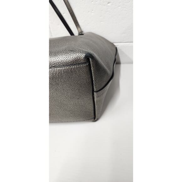 Coach Market Large Gunmetal/Silver/Black Polished Pebble Leather Tote Bag Used - Picture 13 of 14